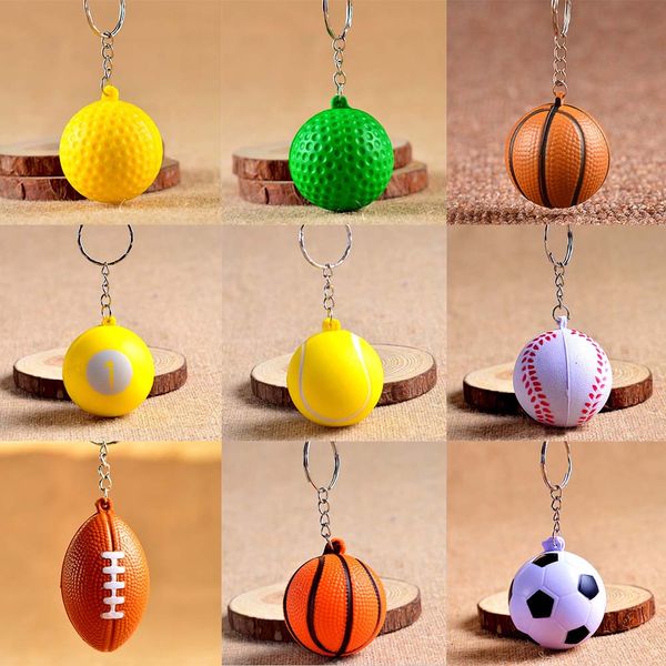 

football basketball baseball table tennis pu keychain toys fashion sports item key chains jewelry gift for boys and girls, Silver