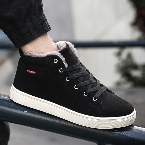 

reetene super warm fur men boots 2019 fashion men snow boots shoes winter warm men's winter sneakers plus size 38-48, Black