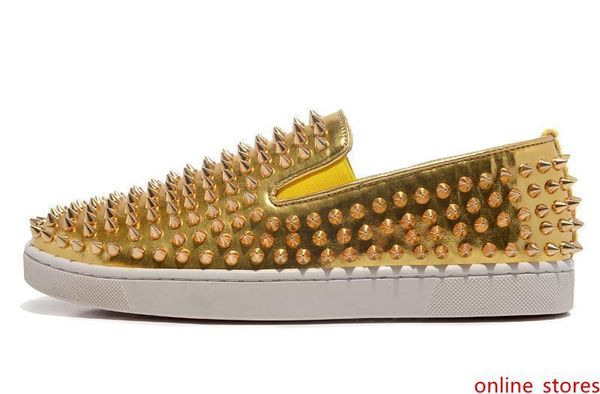 

luxury designer brand red bottoms men women studded spikes flats shoes wedding party lovers genuine leather casual sneakers z232