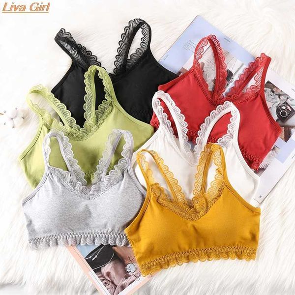 

french romantic lace beautiful back padded tank women lace bras beauty back wrapped chest comfortable wirebras, Black;white