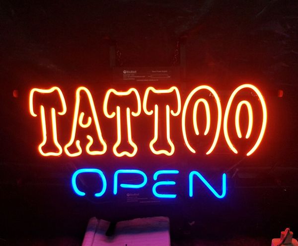 

tattoo open неоновая вывеска бар реклама развлечения украшение дисплей искусство настоящее стекло лампа металлический каркас 17 '' 24 '' 30