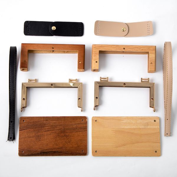 

women diy handbag making metal clasp with wood frame set, Black