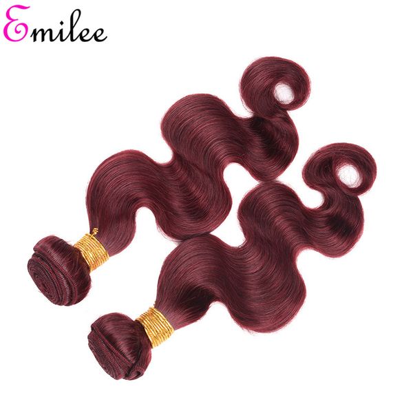 

emilee burgundy ombre hair bundles 99j body wave hair bundles 3 pcs red human remy hair weave extensions 18 inch, Black