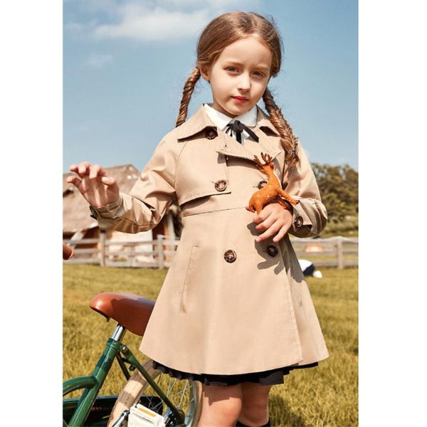 

2020 boys girls double breasted jackets fashion plaid lining children's windbreaker casual trench coat kids outwear, Blue;gray
