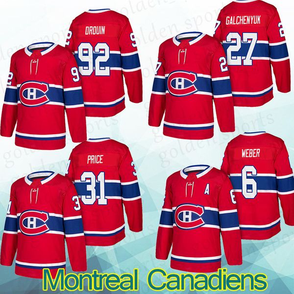 

Montreal Canadiens Jersey 92 Jonathan Drouin 27 Alex Galchenyuk 31 Carey Price 6 Shea Weber shirt Long sleeves top quality