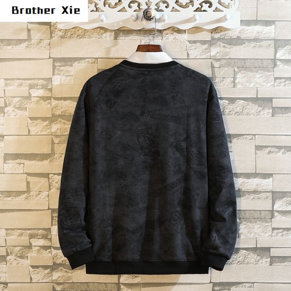 

autumn hoodie men fashion printing casual o-neck pullover man hoodies streetwear wild hip-hop loose sweatshirt large size xl-8xl, Black