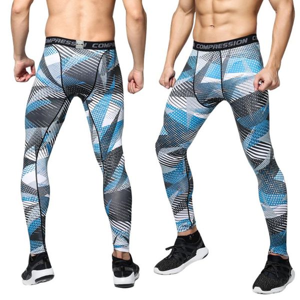 

running compression pants men's tights sports fitness leggings long clothes slim gym leggins pants, Black;blue