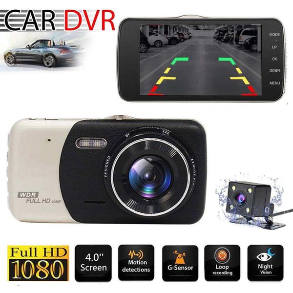 

4 inch dual lens camera 170 degree hd 1080p car dvr vehicle video night vision g-sensor dash cam recorder with microphone