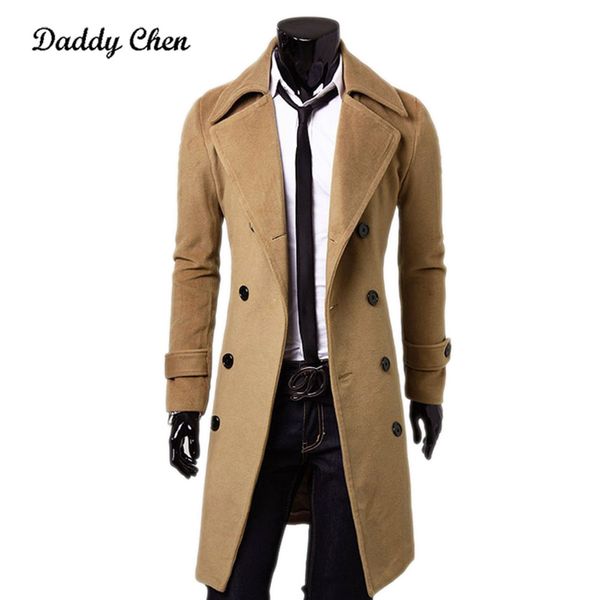 

fashion autumn men trench coat brand clothing long mens jacket coat cotton male overcoat m-3xl plus size new, Black;brown