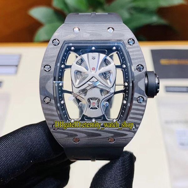 

r limit version sport luxury designer watches rm52-06 carbon fiber case kabuki mask skeleton dial miyota automatic 52-06 мужские часы резино, Slivery;brown