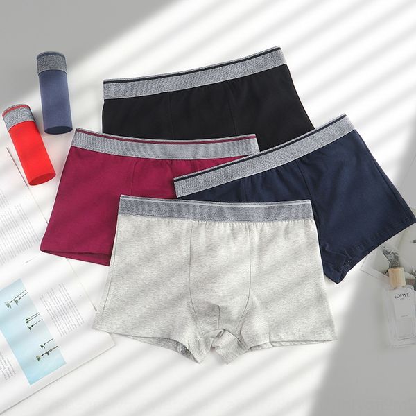 

men's boxer mid-waist cotton sweat-absorbing breathable underpants youth boxer pants men's underpants, Black;white