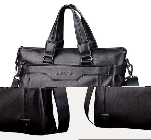 

brand man bag leather black briefcase men business handbag messenger bags male vintage men's shoulder bag large capacity