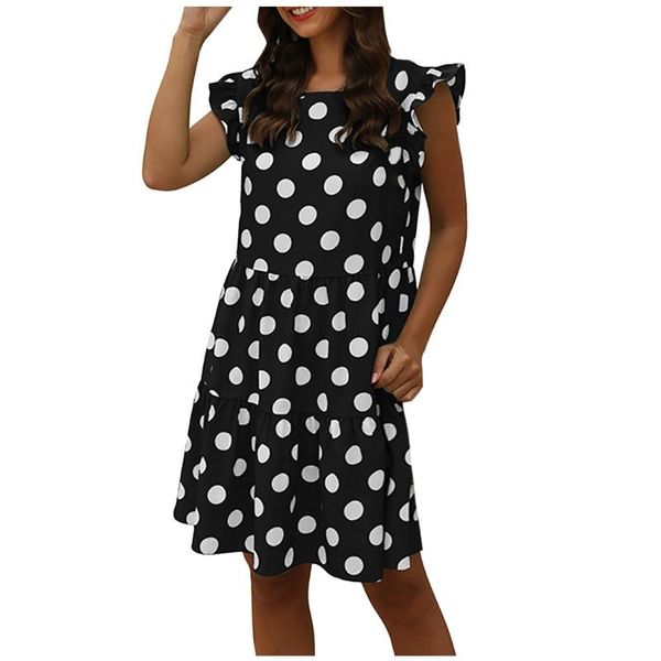 

fashion dot dress beach casual dresses women boho mini dress, Black;gray