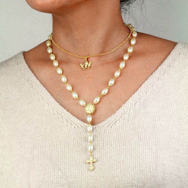 

темперамент жемчужные ожерелья womems элегантный choker простой многослойная жемчужное ожерелье tide крест ключицы цепи высокого качества, Silver