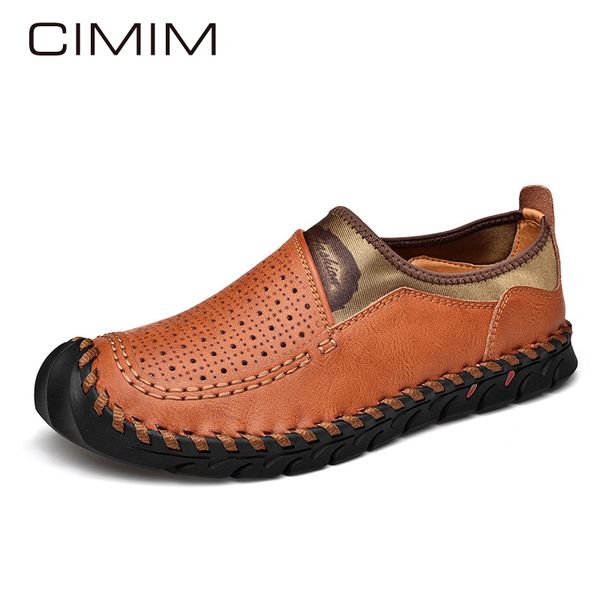 

cimim brand 2019 business men handwork casual leather shoes 38-48 large size luxury fashion office driving shoes men loafers, Black