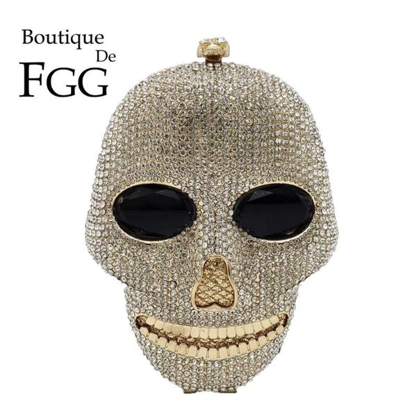 

boutique de fgg fashion 3d skull face shape women evening handbags and purses party cocktail ladies crystail clutch bag