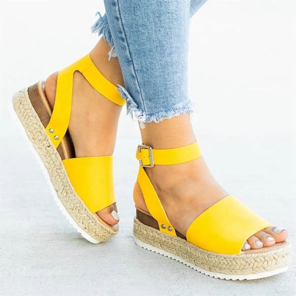 

new summer women sandals 6 color stitching sandals ladies open toe casual shoes platform wedge slides beach shoes large size, Black