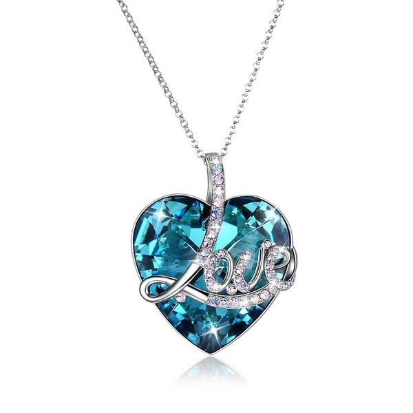 

swarovski elements классический кристалл ожерелье s925 стерлингового серебра любовь ожерелье сердца пара ювелирных подарков potala318, Silver