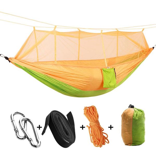 

1 pcs hammock 260x140cm parachute cloth lightweight nylon portable hammock with mosquito net for camping outdoor travel