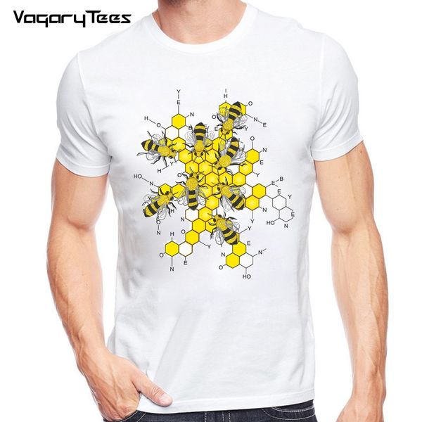 

2019 funny animal design science of honey and bees t-shirt summer men's printed t shirt fashion chemistry tee clothes, White;black
