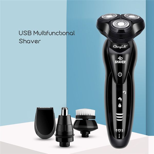 

4 in1 4d triple floating blade razor electric shaver nose trimmer facial clean brush men face care washable shaving machine 45