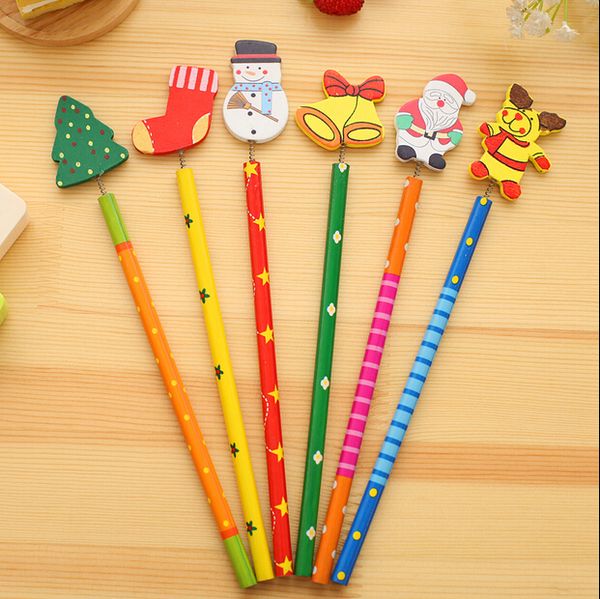 

12pcs/lot new arrival christmas modelling wooden pencils office school gifts stationery