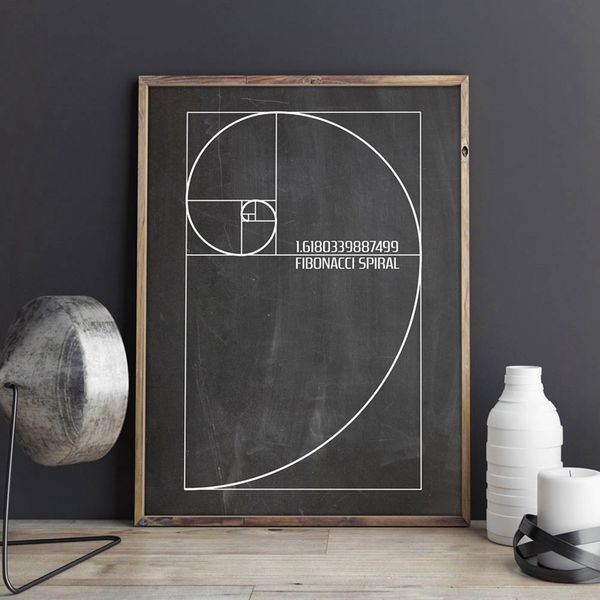 

fibonacci spiral patent wall art canvas painting golden ratio posters and prints vintage blueprint gift idea science decoration