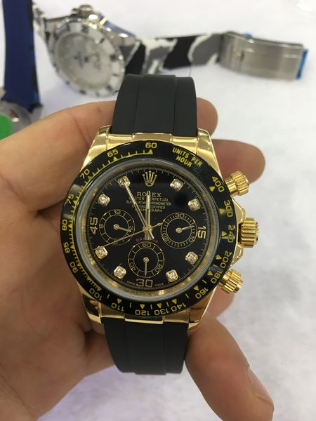 

with original box rubber strap automatic mens watches platinum gray dial ceramic bezel no chronograph 116506, Slivery;brown