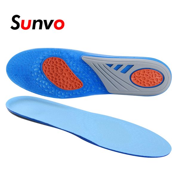 

sunvo silicone gel sports insoles for men women basketball running cuttable absorption sneaker shoes cushion inserts pads, Black