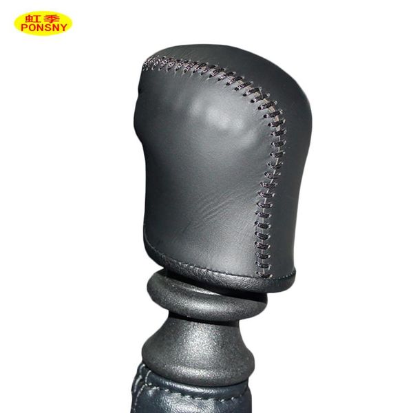 

ponsny car gear covers case for x-trail qashqai 6mt manual shift knob genuine leather hand-stitched cover