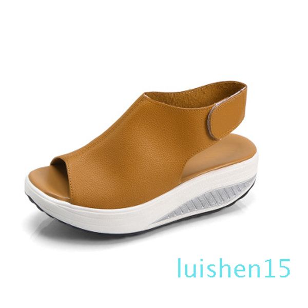 

2019 woman sandals soft bottom peep toe wedges sandals ladies plus size summer l15, Black