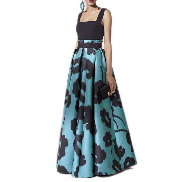 

Elegant Women Dress Slash Neck Sleeveless Summer Floral Dresses Long Maxi Evening Party Bridesmaid Wedding Vestidos Woman Dress