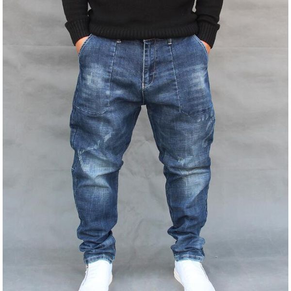 

new hip hop trousers loose men's jeans harlan jeans men clothing man blue baggy