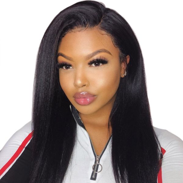 

hair brazilian kinky straight wigs with baby hair remy 13x4 lace front human hair wigs for women black 150% pre plucked