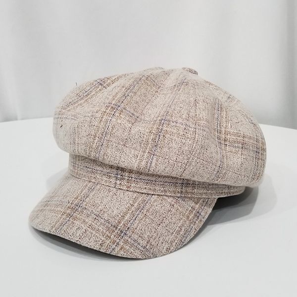 

2019 new осень и зима мужчины женщины полосатый восьмиугольная cap art painter hat повседневная мода диких вс shade hat берет, Blue;gray
