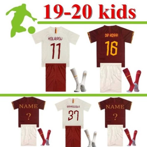 

19 20 rome home soccer totti roma dzeko sports de rossi jersey 2019 2020 el shaarawy man kids boy kit football shirt, Black;yellow