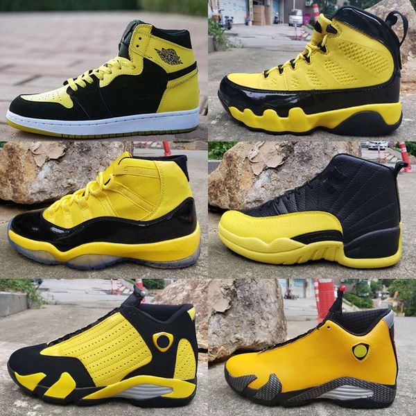 

2019 mens 9 11 12 14 basketball shoes bumblebee yellow black trophy room international flight blue 9s 11s 12s men retros sports sneakers