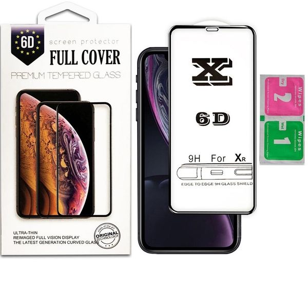 

6d edge full coverage tempered glass for iphone x xr xs max screen protector for iphone 8 7 6s plus with retail package