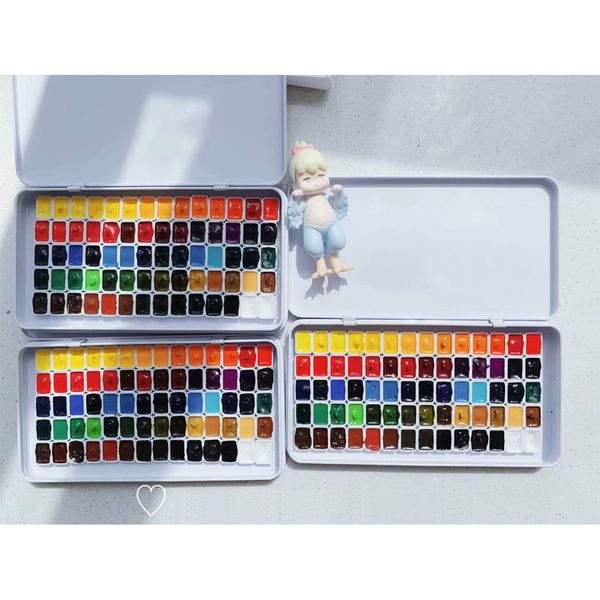 

70 colors mini watercolor painting watercolour sub-package 0.5ml/1ml mini-suit pigments iron box packaging