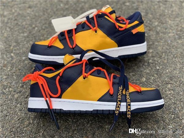 

authentic off dunk low leather collection white running shoes university gold midnight navy athletic men women sports sneakers with box