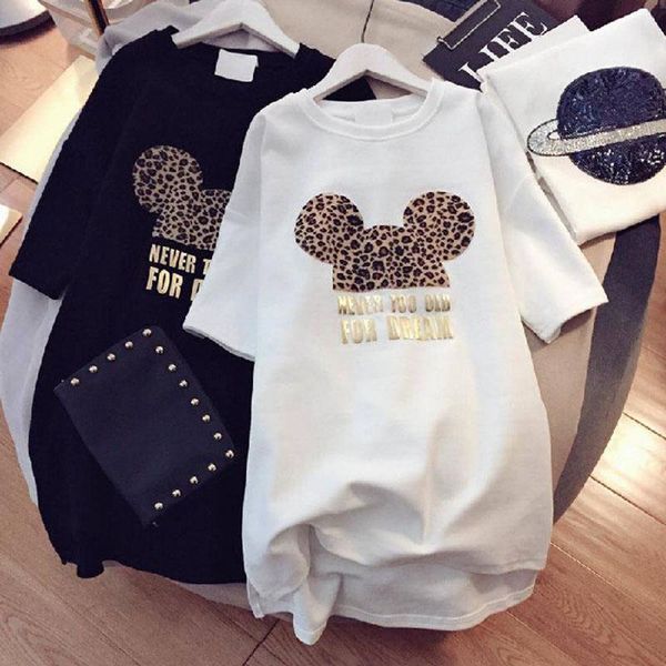 

ins short sleeve women mid length loose t shirt summer print cartoon graphic t shirts aesthetic harajuku thin size -3xl, White