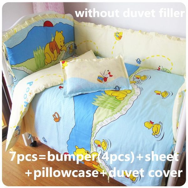 

promotion 6/7pcs 100% cotton crib bedding set of unpick and wash baby bedding set bed sheets ,120*60/120*70cm