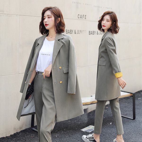 

dress long-sleeved jacket + female vogue of new fund of 2020 minus age nine minutes pants suit female two-piece suit, White;black