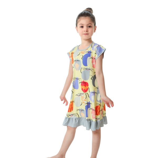 

fashion new children nightgowns kids clothes enfant nightgown children infantil night dress girls nightgown, Blue;red