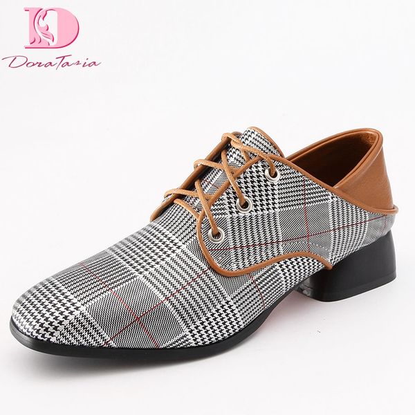 

doratasia 2020 big size 48 chunky heels square toe shoes woman elegant shoelaces leisure lady pumps shoes women, Black