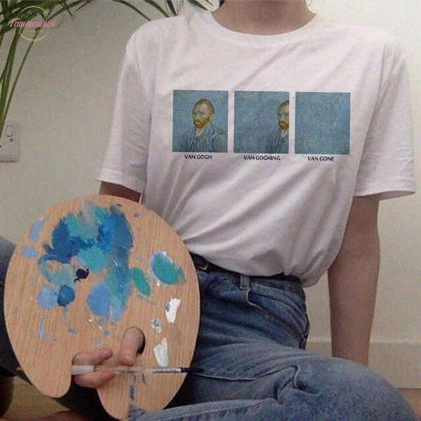 

ван гог женщины тенниска новая мода art печать tshirt v шеи meme одежда женская эстетическая тенниску смешной tumblr grunge top, White