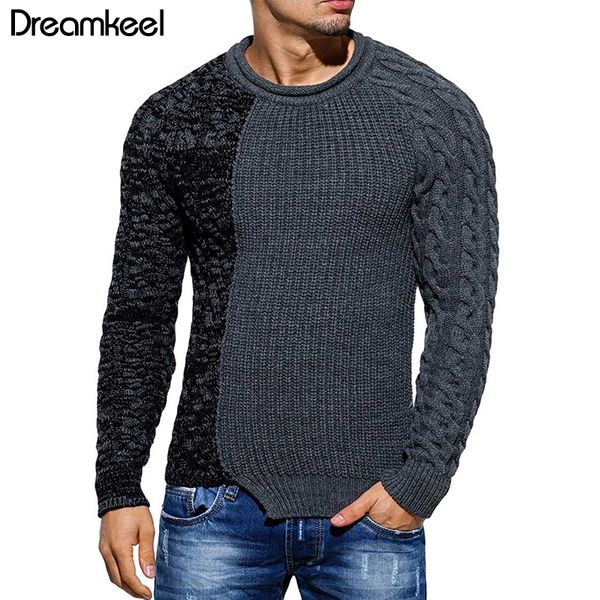 

men's sweater 2018 new casual fashion trend men's round neck personality color matching wild large size christmas menswear y, White;black