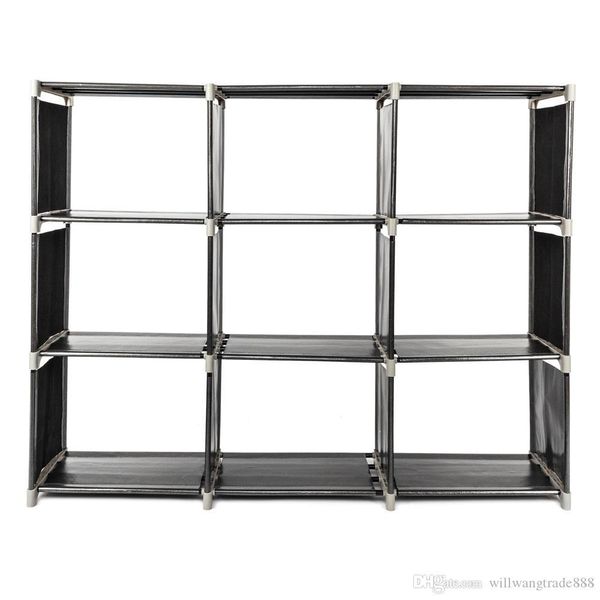 

diymultifunctional собранный 3 tiers 9 кварталы полочного хранения черный цвет