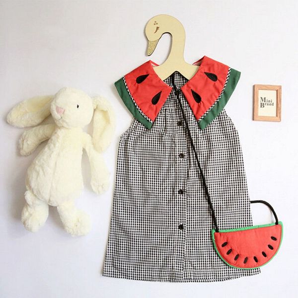 

watermelon baby girls check party prom princess pageant bridesmaid wedding flower fun dress, Red;yellow