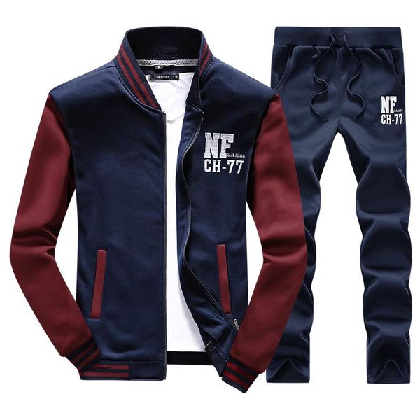 

2019 new fashion sportswear autumn sportsuit men clothes track suits tracksuits male sweatshirts men hoodies plus size #d27, Black
